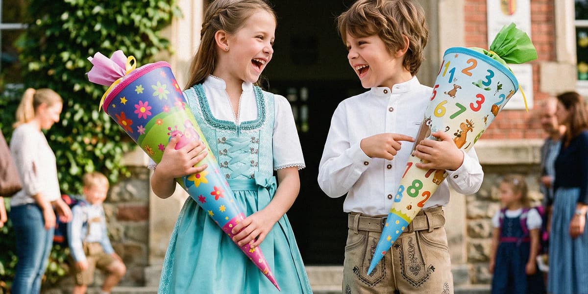 Junge und Mädchen in festlicher Tracht