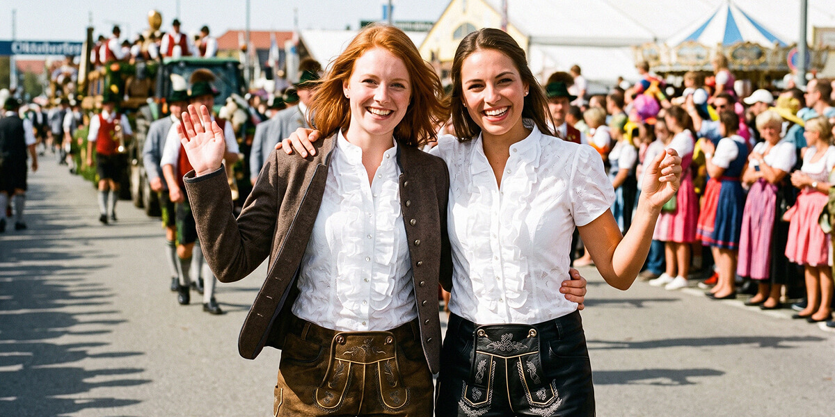 Frauen in kurzer Lederhose von Stockerpoint