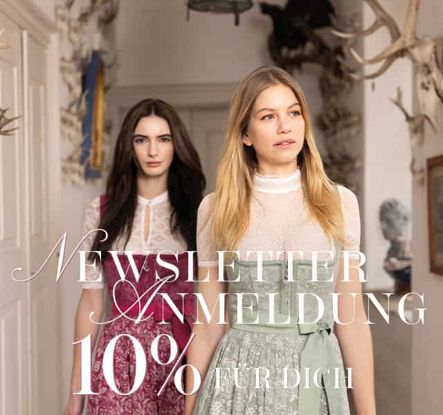 2 Damen im Dirndl. Beschriftung: Newsletter Anmeldung, 10% für dich