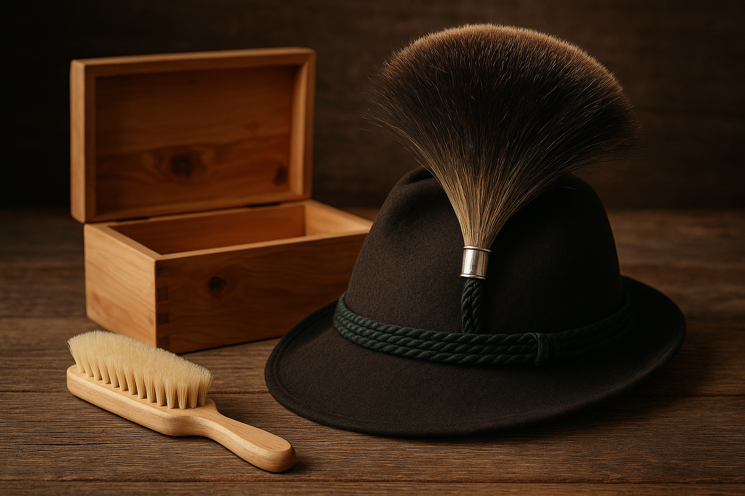 brauner Trachtenhut mit Gamsbart