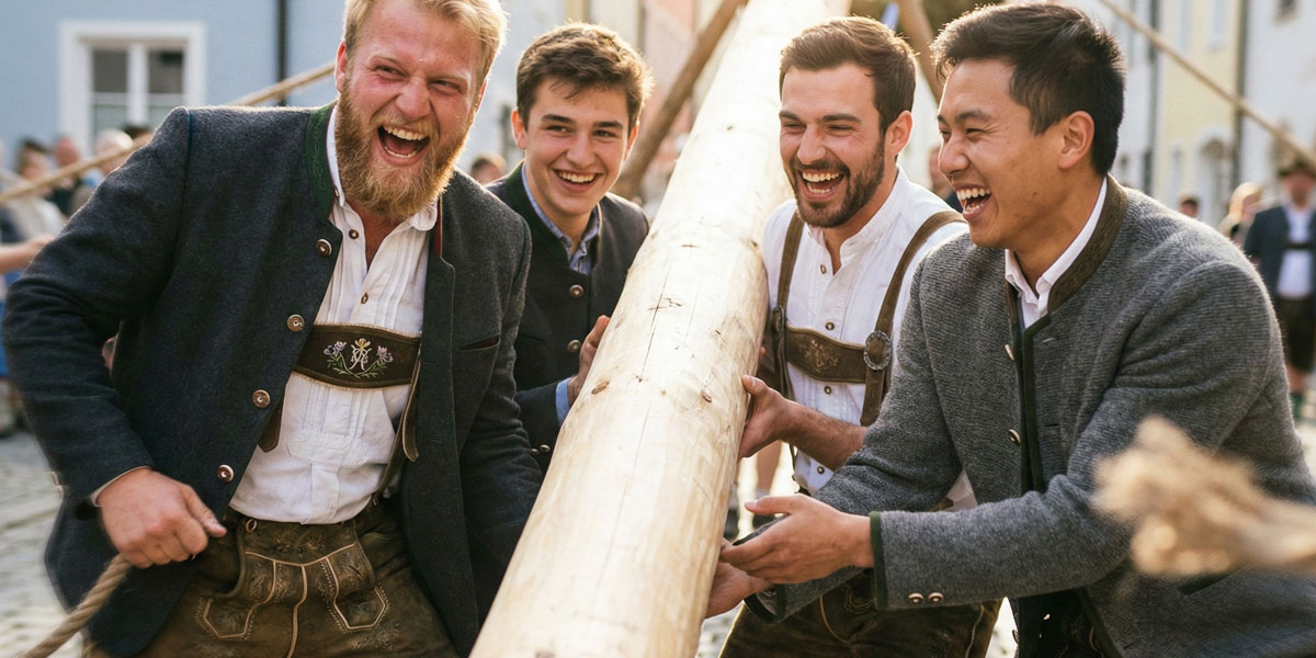 Männer mit dem Maibaum