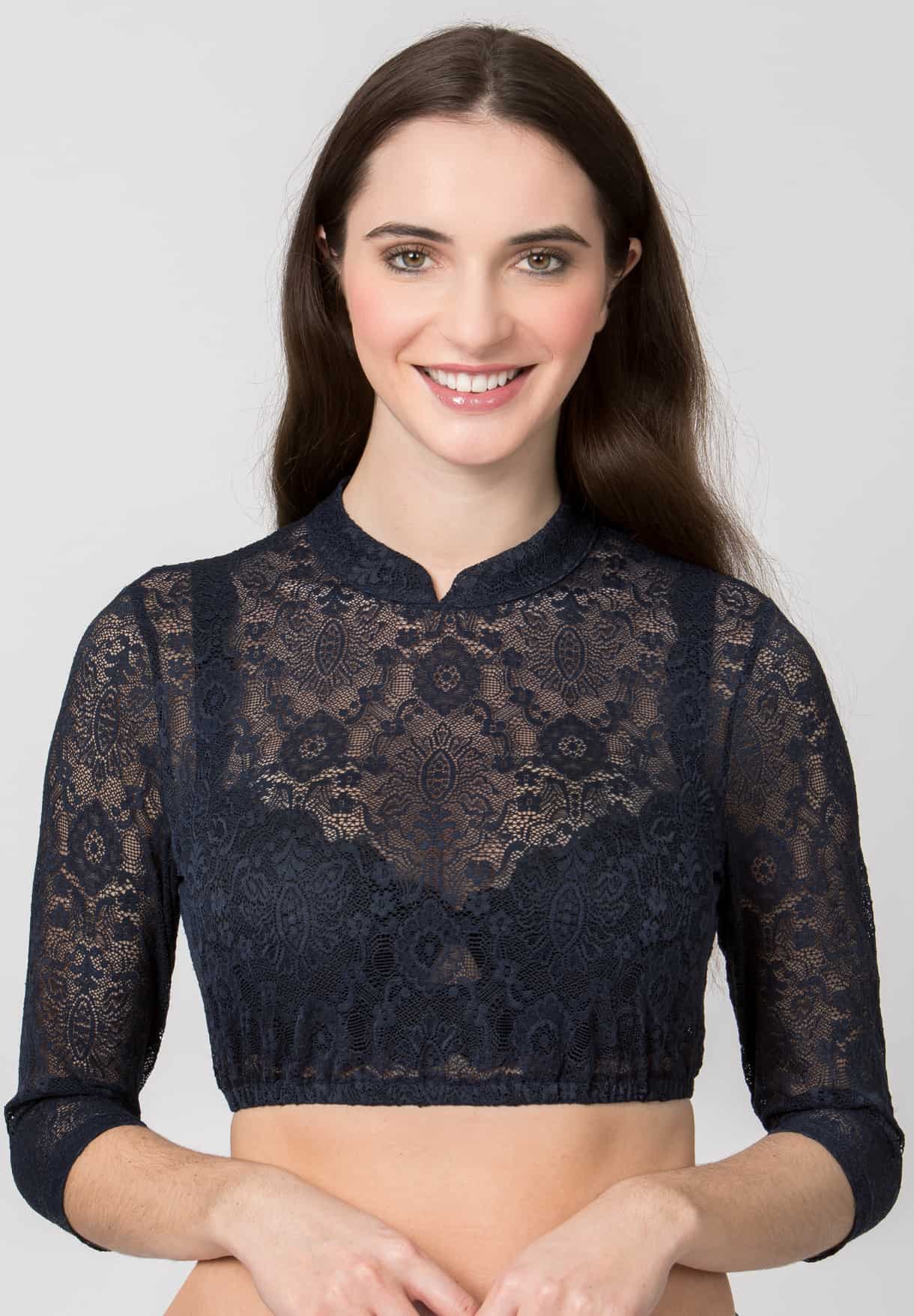 Dirndlbluse Celine dunkelblau | 32