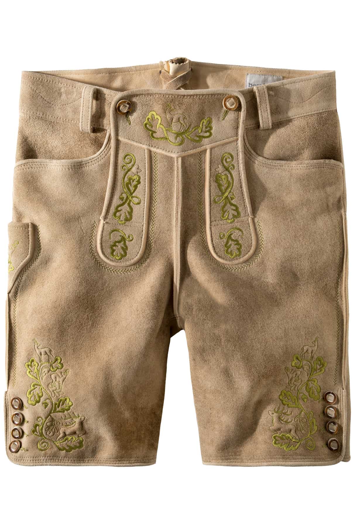 Säm. gegerb. Lederhose Adam oid flachs-grün | 46