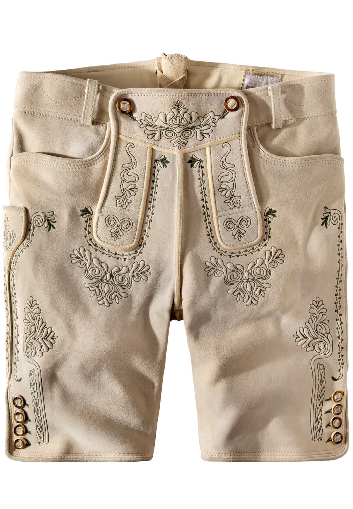 Säm. gegerb. Lederhose Fellhorn oid sand-grün | 44