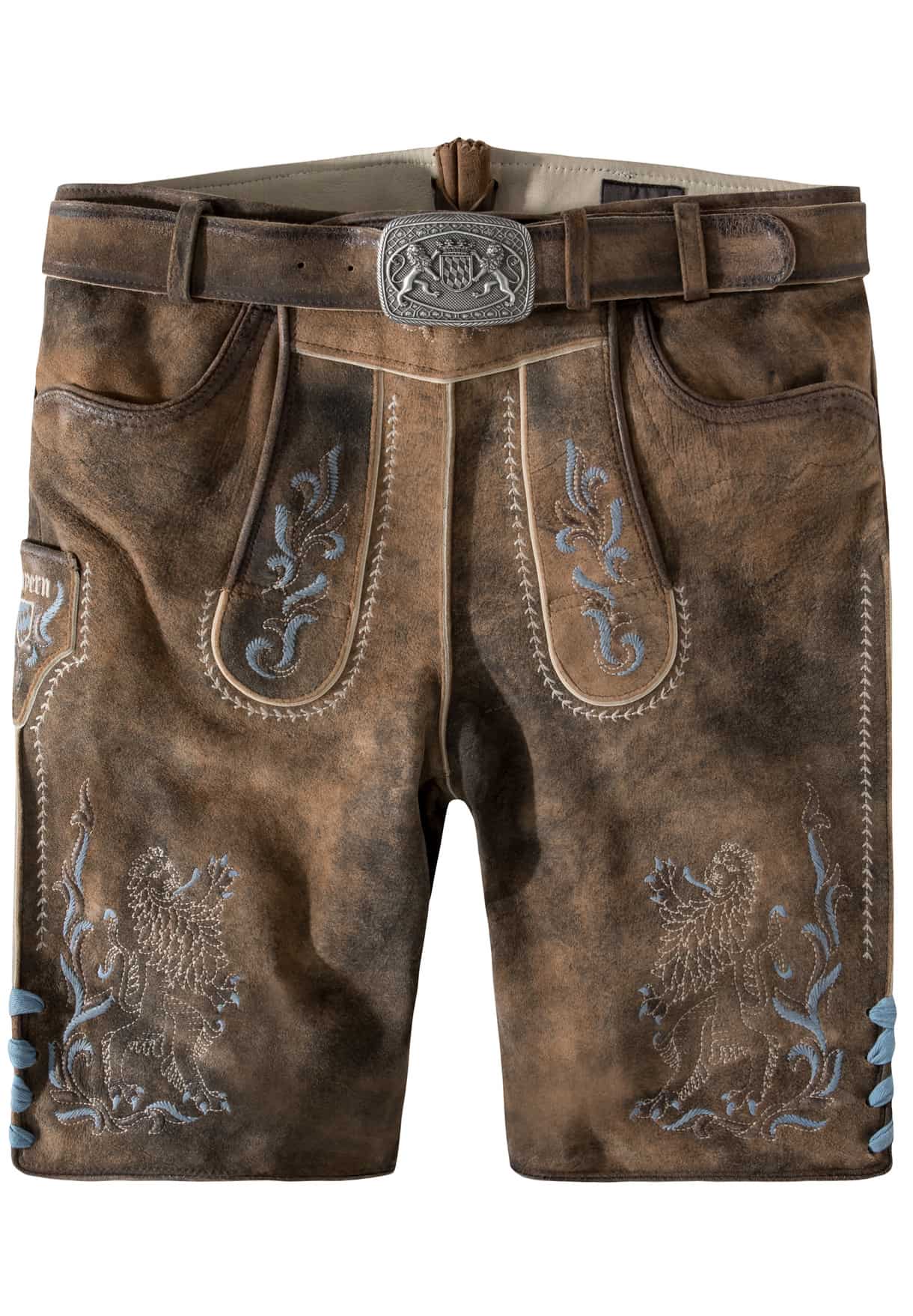 Trachtenlederhose Leo Bavaria kiesel gespeckt | 44