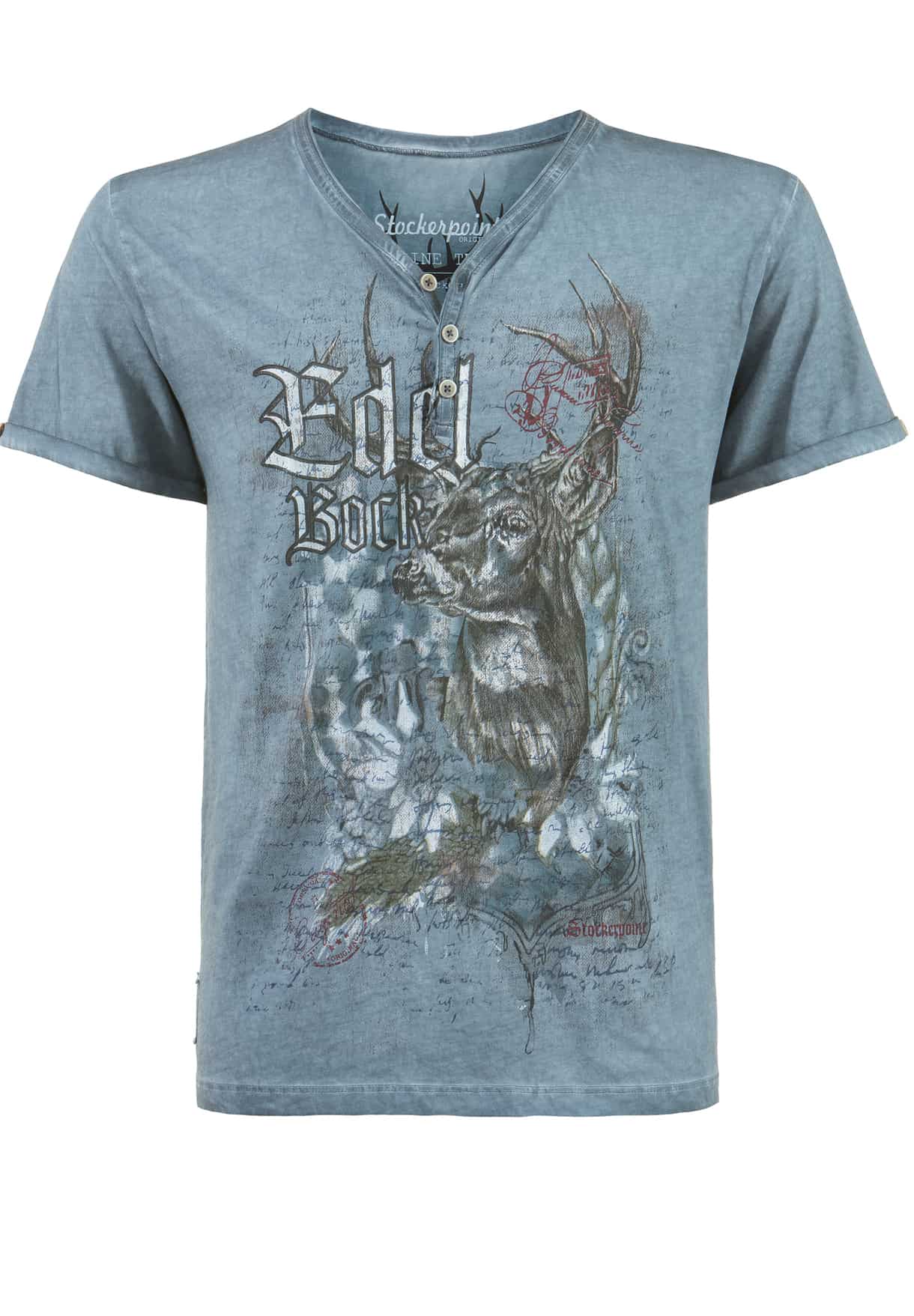 Trachtenshirt Edelbock rauchblau | S