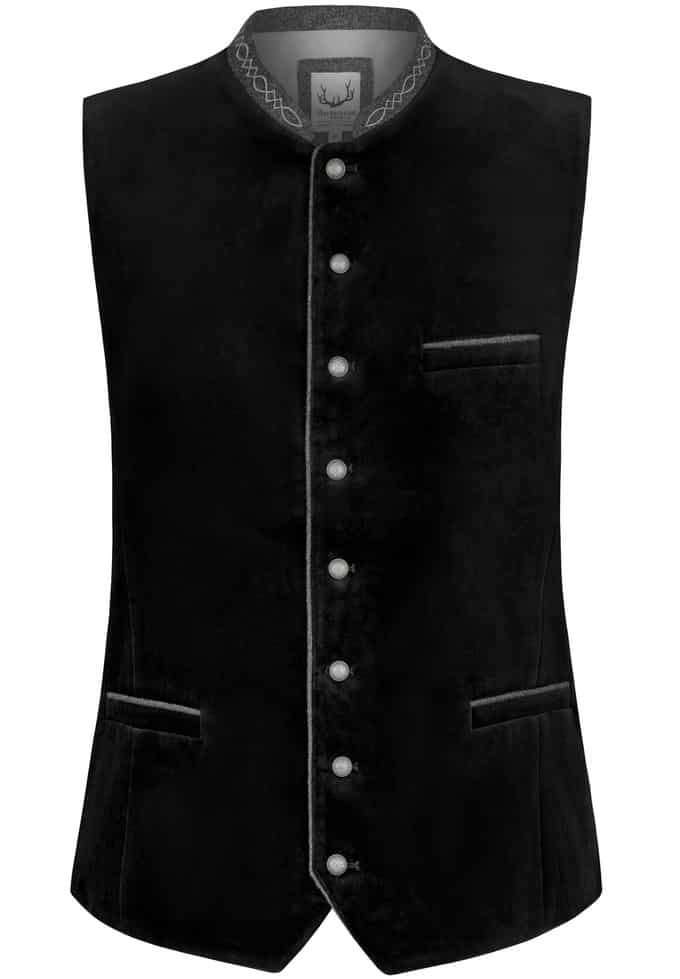 Gilet Traditionnel Homme Calzado Stockerpoint - Sans Manches, En Coton Et Velours - Col Brodé, Boutons Argent, Réglable - Style Bavarois élégant - 5