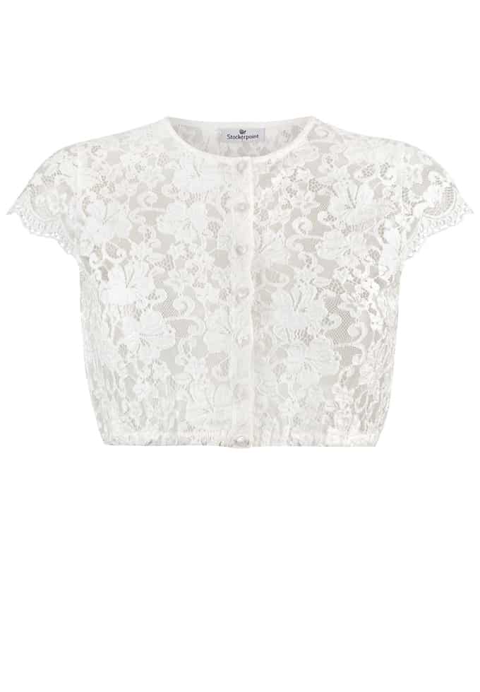 Stockerpoint Damen Lyla Bluse - Dirndlbluse In Weiß Mit Spitzen - Traditionell & Elegant