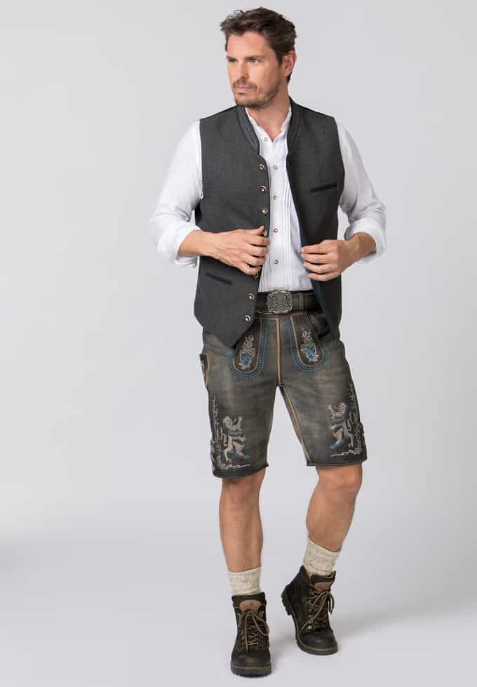 Gilet Traditionnel Homme Calzado Stockerpoint - Sans Manches, En Coton Et Velours - Col Brodé, Boutons Argent, Réglable - Style Bavarois élégant - 2