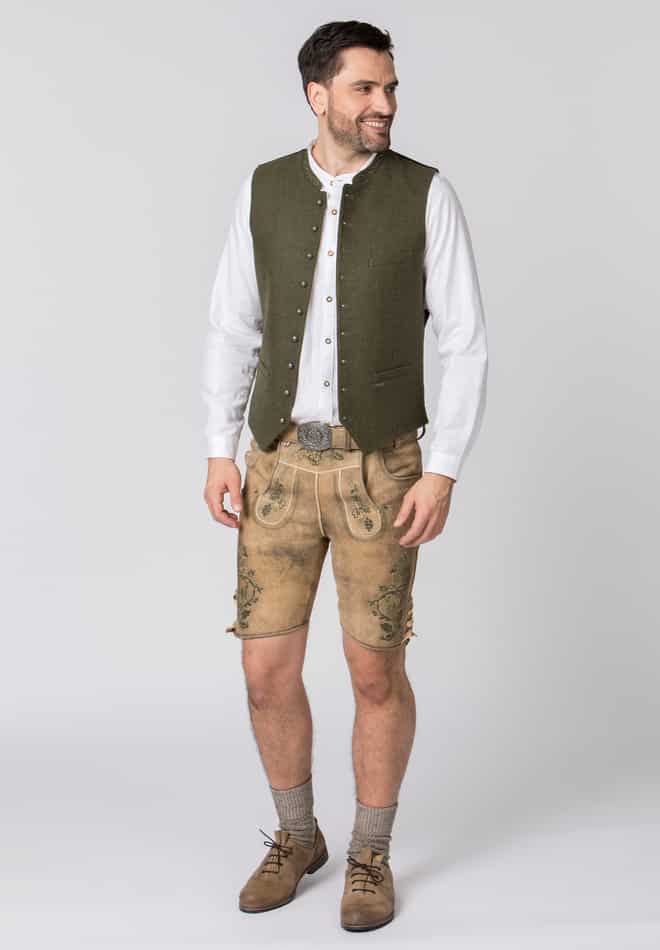 Lederhose Girgl senf gespeckt-grün