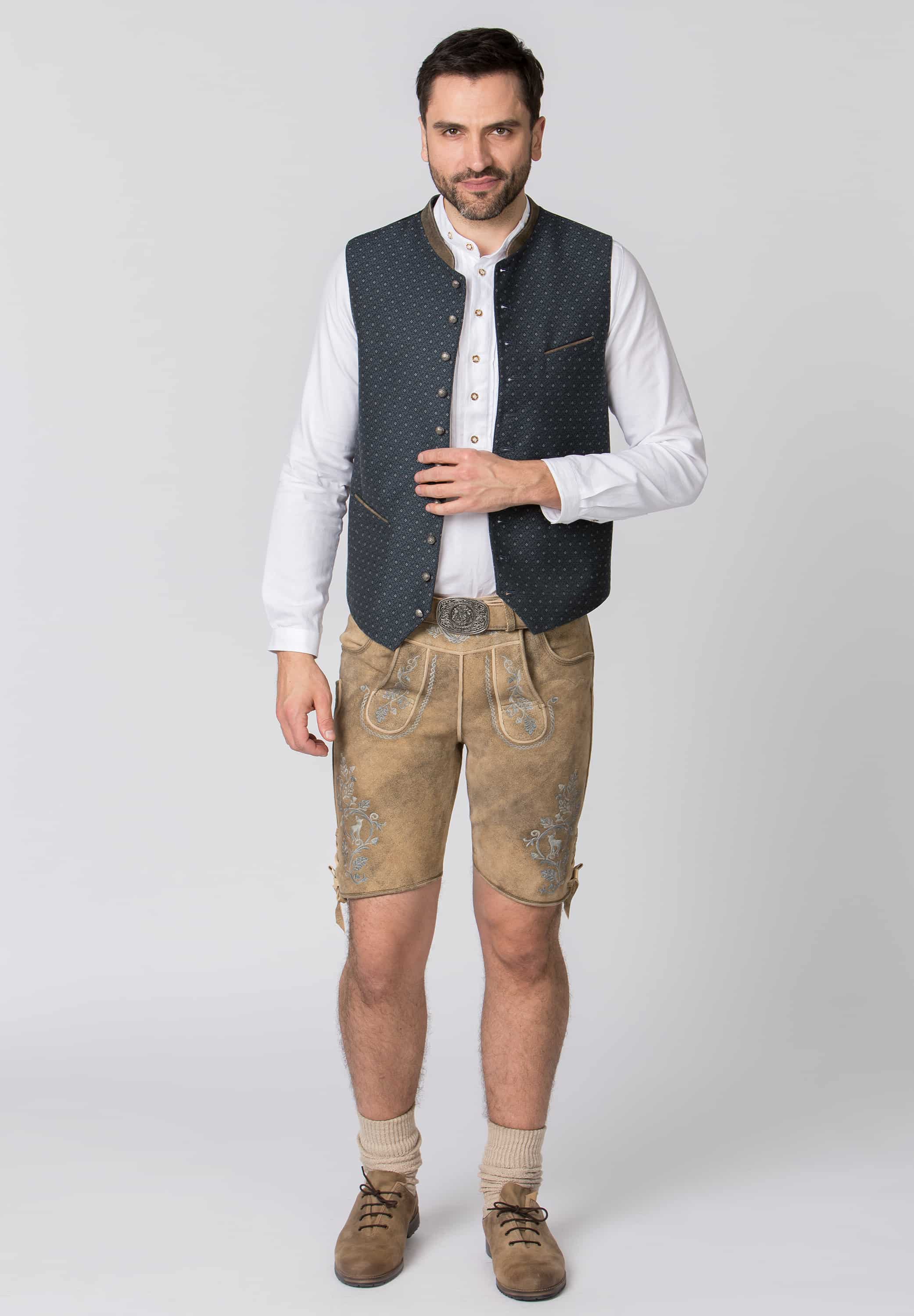Lederhose Girgl senf-gespeckt grau